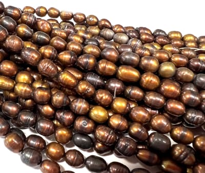 Perla Natural Arroz Dark Copper 7x5mm (Tira)