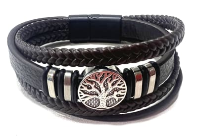 Púlsera Eco Cuero Café con Árbol de la Vida 21x3 cms (Tira)1