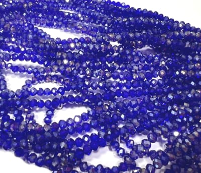 Cristal Azúl Electroplateado Rondelle 4x3mm Extra Largo (Tira)