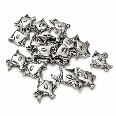 Colgante Metal Plateado Pez (10 Unidades)1