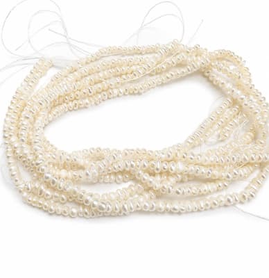 Perla Natural Rústica Botón 3-4mm Crema (Tira)
