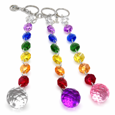 Llavero Cristales 7 Chakras y Prisma Cristal Rosa (Unidad)1