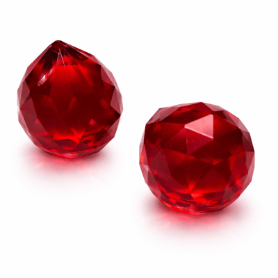 Prisma Vidrio Gota Facetada Rojo 32x30mm (Unidad)1