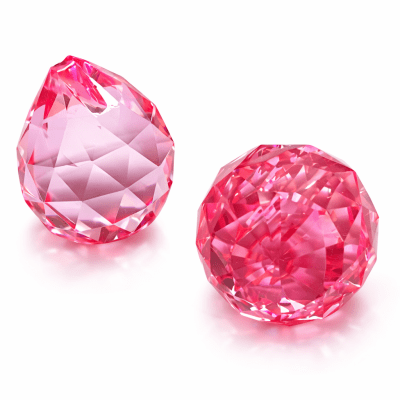 Prisma Vidrio Gota Facetada Rosa 32x30mm (Unidad)1