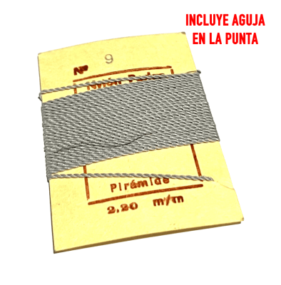 Hilo para Collar Gris Claro con Aguja (Unidad)1