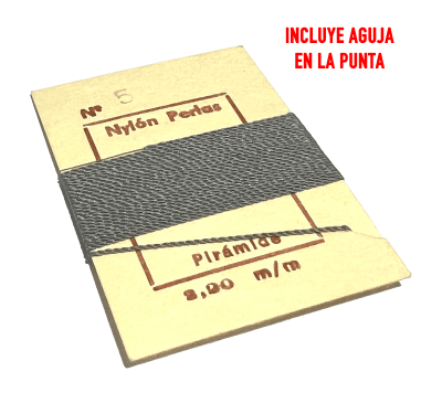 Hilo para Collar Gris Oscuro con Aguja (Unidad)1