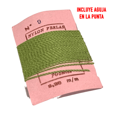 Hilo para Collar Verde Claro Encendido con Aguja (Unidad)1