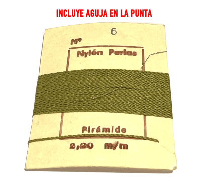 Hilo para Collar Verde Oliva con Aguja (Unidad)