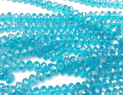 Cristal  Aqua Rondelle 4x3mm Extra Largo (Tira)