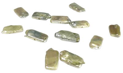 Perla Natural Dientes Blanco-Verde 14x6,5mm (Unidad)