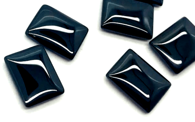 9x7mm Circón Negro Plano Rectangular (Un)