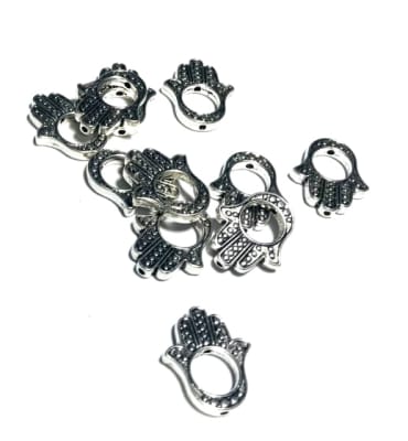 Colgante Plateado Mano Fátima 20mm Perforada (Unidad)1