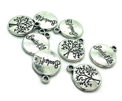 Colgante Plateado Árbol de la Vida Mensaje 12mm (10 Unidades)