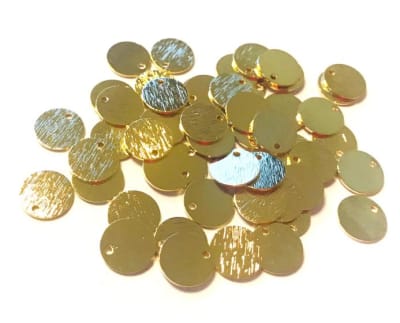 Colgante Bañado Oro Texturado Redondo 9mm (10 Unidades)