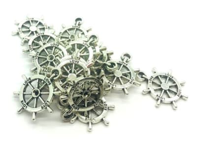 Colgante Plateado Timón Barco (10 Unidades)1