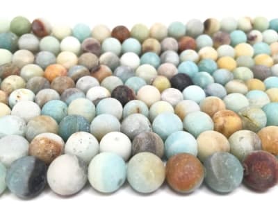 Amazonita Natural Frosted Redondo (Tira)1