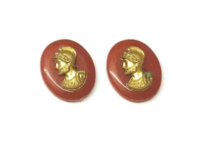 Camafeo Acrílico Guerrero Dorado-Café 12x10mm (Un)