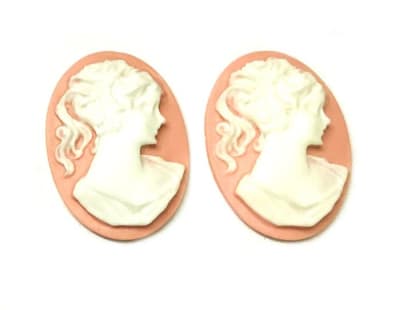 Camafeo Acrílico Mujer Collar Rosa 25x18mm (Un)