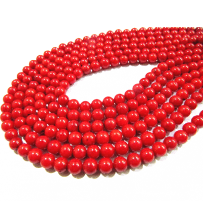 Coral Bamboo Rojo 4mm Redondo (Tira)
