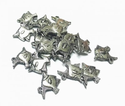 Colgante Metal Plateado Pez (10 Unidades)