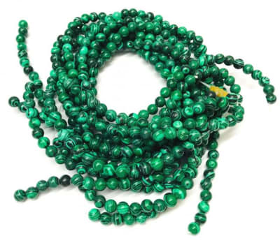 Malaquita Reconstituída Redonda 4mm (Tira)1