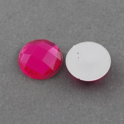 14mm Coubuchón Acrílico Rosa Oscuro Redondo (10 Unidades)