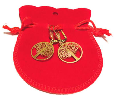 Aros Árbol Alpaca Bañado Oro (Par)