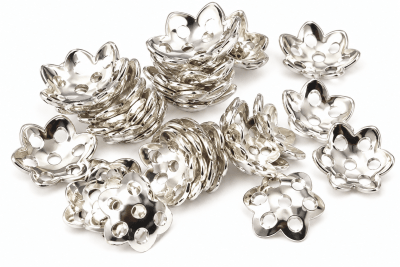 Casquete Plateado Flor 6mm (10 Pares)1