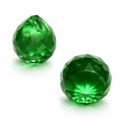 Prisma Vidrio Gota Facetada Verde 32x30mm (Unidad)1