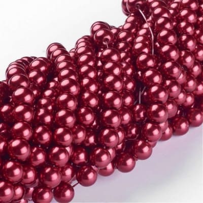 Perla Vidrio 4mm Red Firebrick Redondo (Tira)1