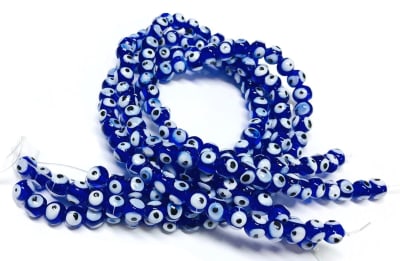 Vidrio Redondo Ojo Turco Azúl 6mm (Tira)1