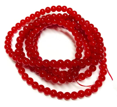 Vidrio Redondo Rojo 10mm (Tira)