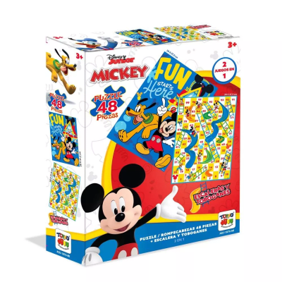 Mickey 2 En 1 Escaleras Y Toboganes + Puzzle 48 Pzs - Toyng1