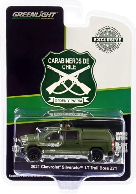Chevrolet Silverado 2021 LT Trail Boss Z71 Carabineros de Chile GOPE Exclusive 1:64 - Greenlight1