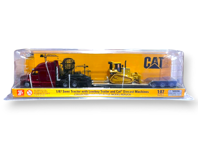 Camion Peterbilt Semi Tractor Cat con Lowboy Trailer 1:87 - Diecast Masters1