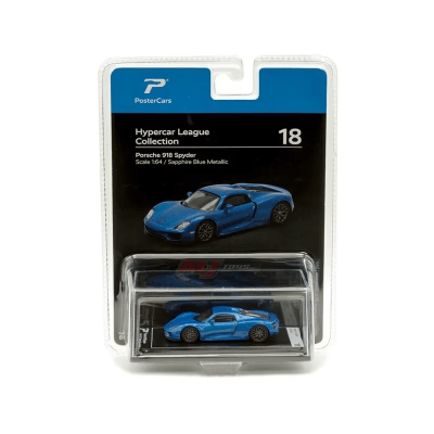 Porsche 918 Spyder 1:64 Sapphire Blue Metalic Hypercar League - PosterCars1
