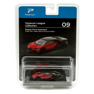 Buggati Chiron Supersport Italian Red&Nocture Black 1:64 Hypercar League - PosterCars1
