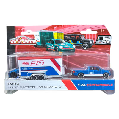 Ford F-150 Raptor con Mustang GT Race Trailer - Majorette1