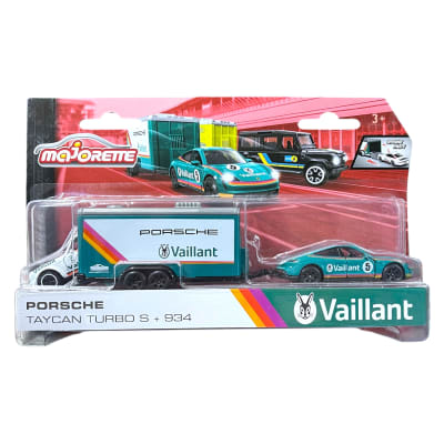 Porsche Taycan Turbo S con Porsche 934 Race Trailer - Majorette1