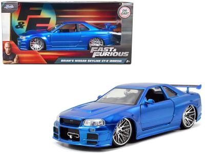 Nissan Skyline GT-R R34 De Brian Azul Fast & Furious 1:24 - Jada1