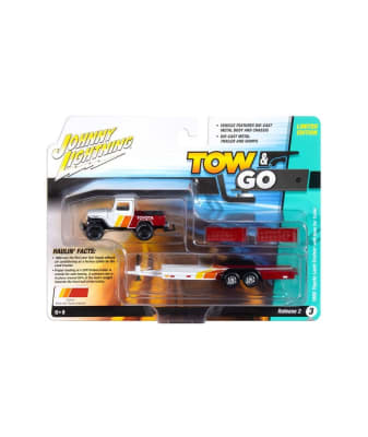Toyota Land Cruiser with Open Car Trailer 1980 Tow & Go Limited Edition - Johnny Lightning1
