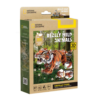 Really Wild Animals Tigre Siberiano National Geographic Puzzle 3D - Cubicfun1