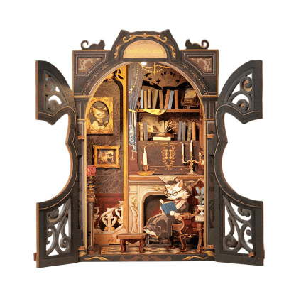 DIY Book Nook Kit Count Cat's Study - Cutebee1