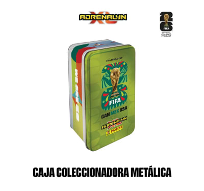 Caja Metalica Verde Adrenalyn XL Mundial 2026 (8 Sobres + 1 Coin Card) - Panini1