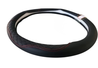 CUBRE VOLANTE NEGRO COSTURAS ROJO ECO CUERO1