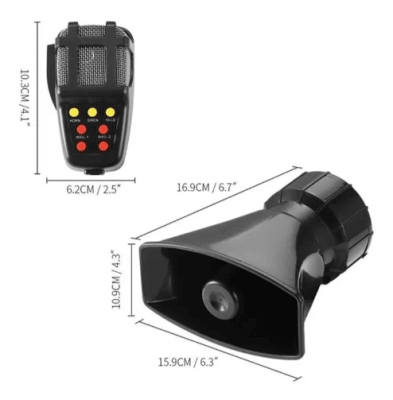 Bocina Policial Sirena Carabinero 7 Tonos Megafono 100w 12v1