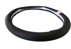 CUBRE VOLANTE NEGRO COSTURAS ROJO ECO CUERO