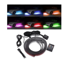 LUCES NEON LED EXTERIOR AUTO RGB 4 TIRAS LED
