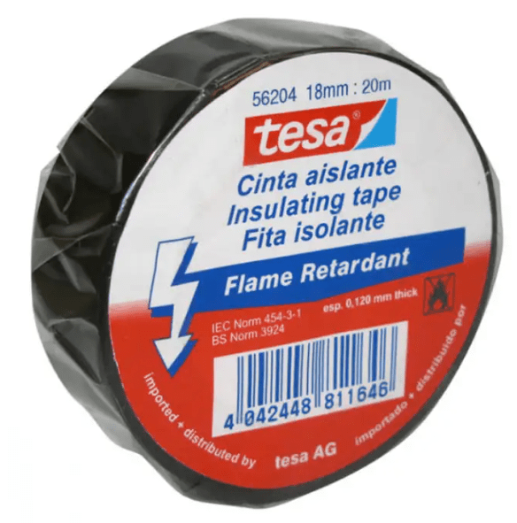 Cinta Huincha Aislante Negra 20m X 19mm Tesa Color Negro Lisa Negro2