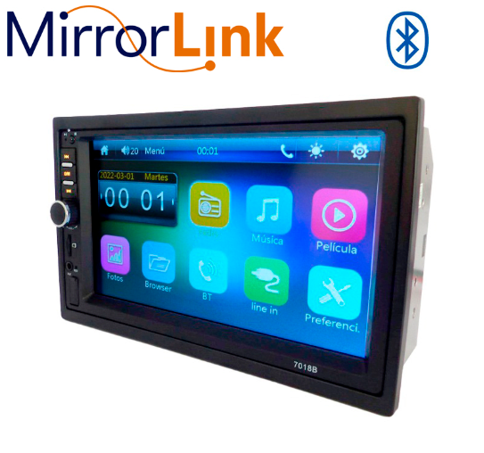 Radio Para Auto Con Pantalla 7” Touch, Con Bisel, Control Remoto Y Mando Para Volante.3